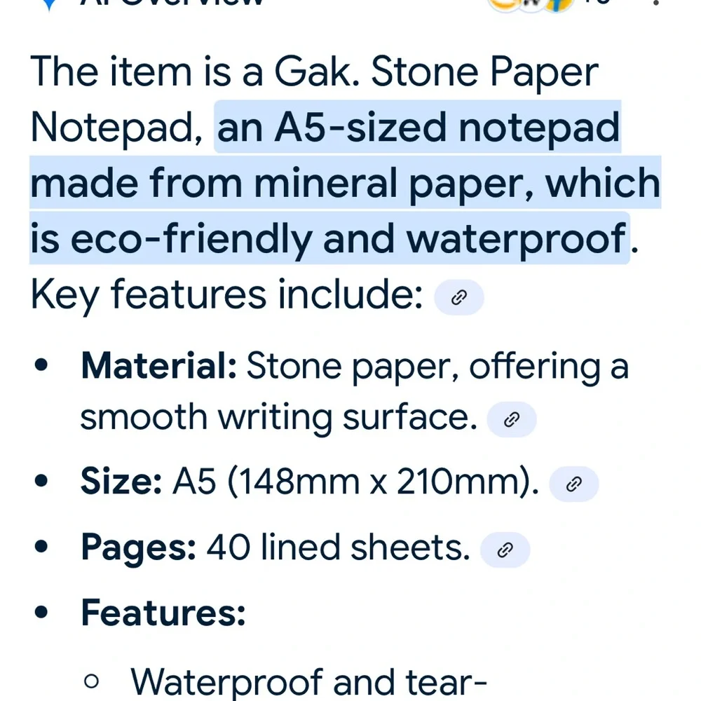 GAK stone paper notepad. Medium
